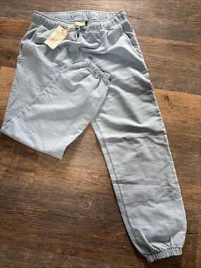 Powder Blue Men's Distressed 100% Cotton French Terry Drawstring Jogger Pants